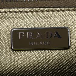 مملوكة مسبقًا Prada Gold Saffiano Leather Mini Flap Crossbody Bag