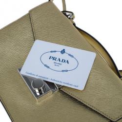 مملوكة مسبقًا Prada Gold Saffiano Leather Mini Flap Crossbody Bag