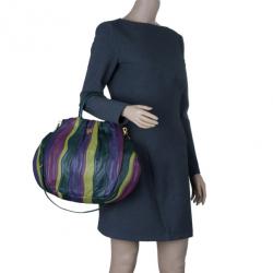 Pre Owned Prada Multicolored Nappa Stripes Tote