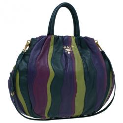 Pre Owned Prada Multicolored Nappa Stripes Tote