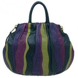 Pre Owned Prada Multicolored Nappa Stripes Tote