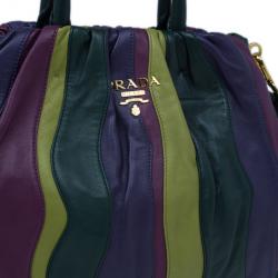 Pre Owned Prada Multicolored Nappa Stripes Tote