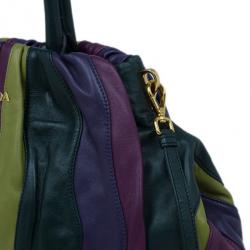 Pre Owned Prada Multicolored Nappa Stripes Tote