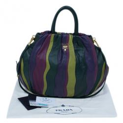 Pre Owned Prada Multicolored Nappa Stripes Tote