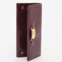 Prada Burgundy Glazed Leather Wallet
