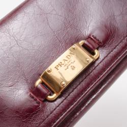 Prada Burgundy Glazed Leather Wallet