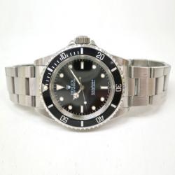 Pre Owned Rolex Submariner Non Date Wristwatch Black Silver Mens 