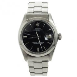 Pre Owned Rolex Datejust Stainless Steel Black Mens Wristwatch 36 MM
