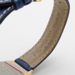 مملوكة مسبقًا Yves Saint Laurent Date Gold Plated Classic Collection Unisex Wristwatch