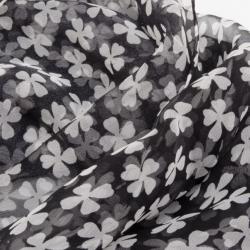 YSL Black and White Clover Printed Scarf