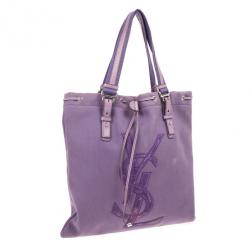 Pre Owned Saint Laurent Paris Purple Canvas Signature Tote