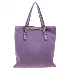 Pre Owned Saint Laurent Paris Purple Canvas Signature Tote