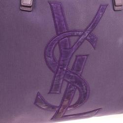Pre Owned Saint Laurent Paris Purple Canvas Signature Tote