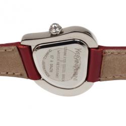 Pre Owned Saint Laurent Paris Heart SS Leather Womens Watch 26 MM