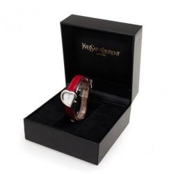 Pre Owned Saint Laurent Paris Heart SS Leather Womens Watch 26 MM
