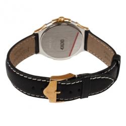 Yves Saint Laurent SS Leather Gold Trim Womens Wristwatch 36 MM