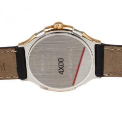 Yves Saint Laurent SS Leather Gold Trim Womens Wristwatch 36 MM