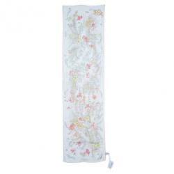 Pre Owned Salvatore Ferragamo White Floral Silk Stole