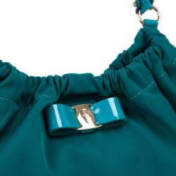 Pre Owned Salvatore Ferragamo Green Nylon Hobo