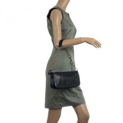 Pre Owned Salvatore Ferragamo Black Leather Chain Shoulder Bag