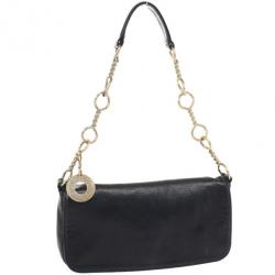 Pre Owned Salvatore Ferragamo Black Leather Chain Shoulder Bag