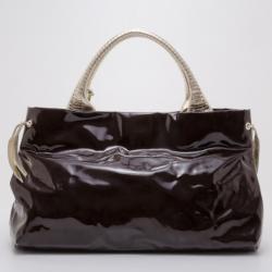 Pre Owned Salvatore Ferragamo Laser Cut Patent Tote 