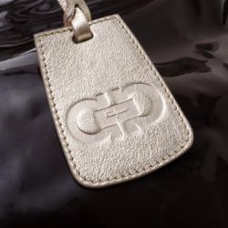 Pre Owned Salvatore Ferragamo Laser Cut Patent Tote 