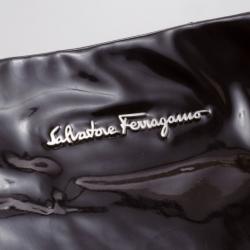 Pre Owned Salvatore Ferragamo Laser Cut Patent Tote 