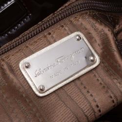 Pre Owned Salvatore Ferragamo Laser Cut Patent Tote 