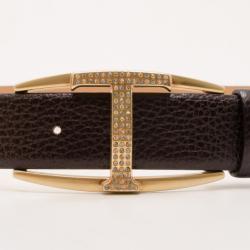 Tod's Brown Leather T Buckle Belt