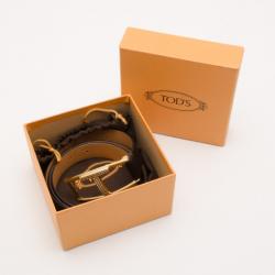 Tod's Brown Leather T Buckle Belt