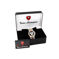Pre Owned Tonino Lamborghini Gold Plated SS Black Mens Wristwatch 
