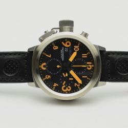 Pre Owned U-Boat Flight Deck SS Black Chronograph Mens Wristwatch 43 MM