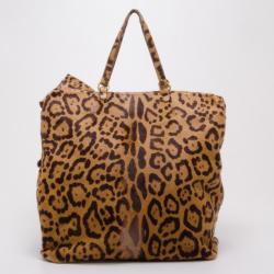 مملوكة مسبقًا Valentino Calf Hair Leopard Bow Tote