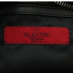 Pre Owned Valentino Black Petal Leather Hobo Bag 