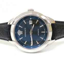Versace Charcter SS Leather Black Mens Wristwatch