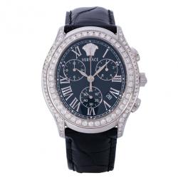 Pre Owned Versace Black Stainless Steel OLC99 Men's Wristwatch 40MM