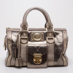 Pre Owned Versace Metallic New Madonna Boston Bag 