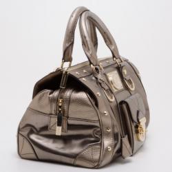 Pre Owned Versace Metallic New Madonna Boston Bag 