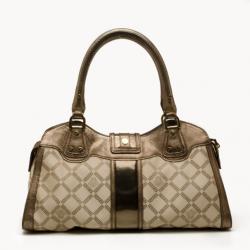 Pre Owned Versace Silver White Monogram Satchel