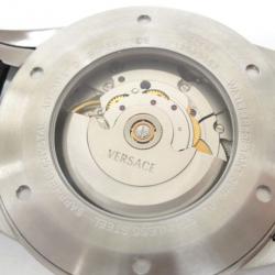 Pre Owned Versace Character Wristwatch SS Leather Black Mens 