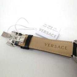 Pre Owned Versace Character Wristwatch SS Leather Black Mens 