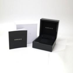 Pre Owned Versace Character Wristwatch SS Leather Black Mens 