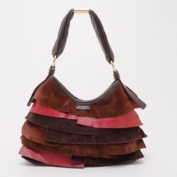 Pre Owned Yves Saint Laurent YSL Multicolor Suede St.Tropez Hobo