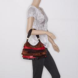 Pre Owned Yves Saint Laurent YSL Multicolor Suede St.Tropez Hobo