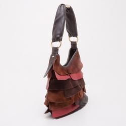 Pre Owned Yves Saint Laurent YSL Multicolor Suede St.Tropez Hobo