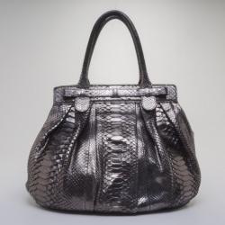 Zagliani Metallic Python Puffy Handbag  