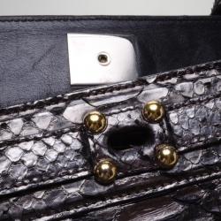 Zagliani Metallic Python Puffy Handbag  