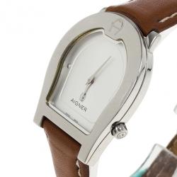 Pre Owned Aigner White Stainless Steel Ravenna Unisex Wristwatch 34MM