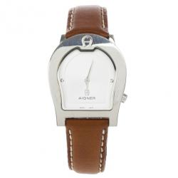 Pre Owned Aigner White Stainless Steel Ravenna Unisex Wristwatch 34MM
